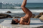 Sarvangasana. Shoulder Stand. Yogini. Greek goddess, classical artistic yoga on wet marble 30s