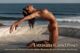Ustrasana. Camel Pose. Yogini. Greek goddess, classical artistic yoga on wet marble 30s